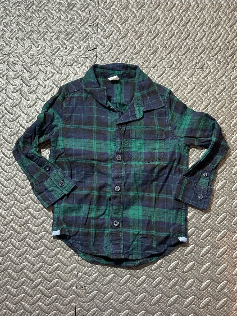 Baby GAP Green & Navy Plaid Button-Down Shirt